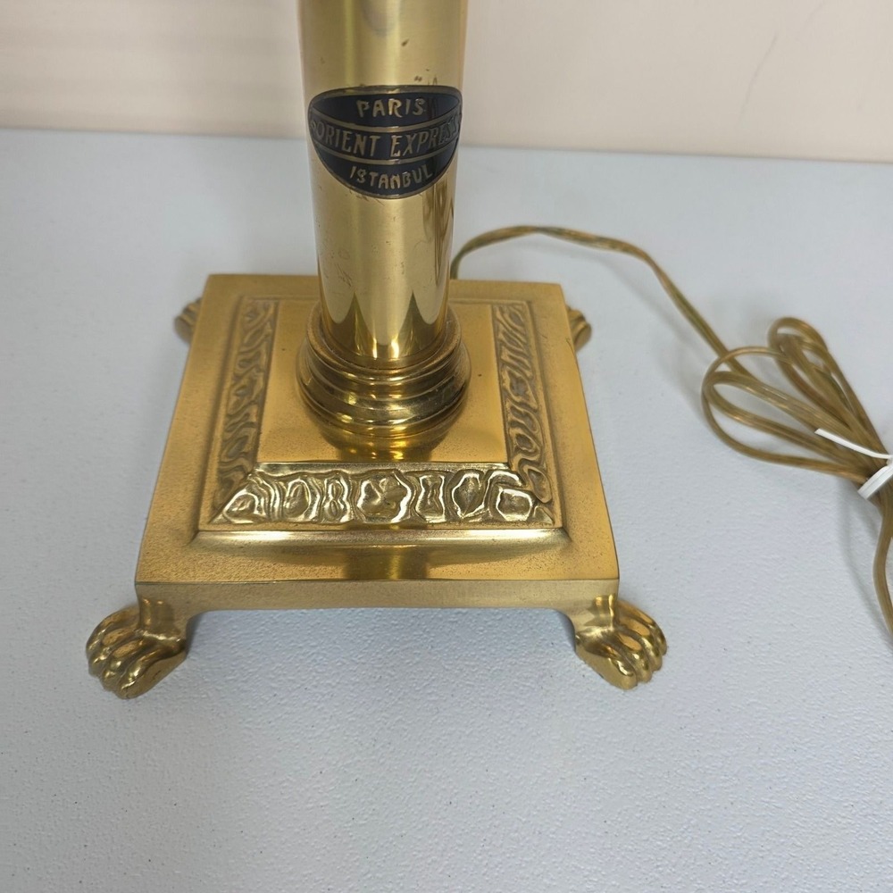 Vintage Paris Orient Express Istanbul Table Lamp Brass Claw Foot Gold 19.5in - Picture 7 of 11